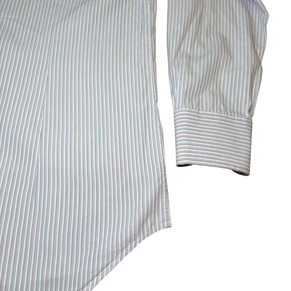 Canali Mens Dress Shirt Striped Long Sleeve Button Down 43/17 Made in Italy - Picture 5 of 9